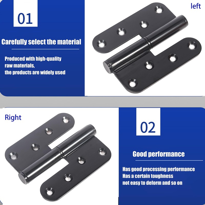 6-Pack Black Heavy Duty Lift Off Hinge, 4" X 3.5