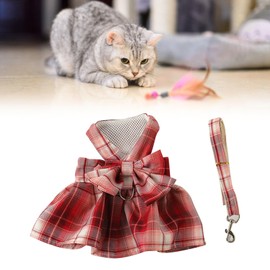 ZIZEV Vestido de Arnés para Perros, Falda de Gato Elegante de Verano Fácil de Usar para Fiesta para Boda (XS)