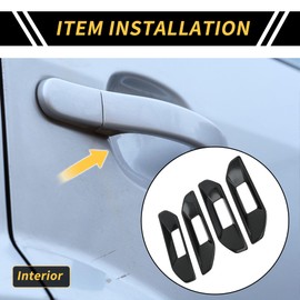 REPAIROCK 1 Set Interior Door Handle Bowl Cover Trim for Ford for Ranger 2023-2024 Inside Door Handle Bowl Cover Carbon Fiber Pattern ABS Black