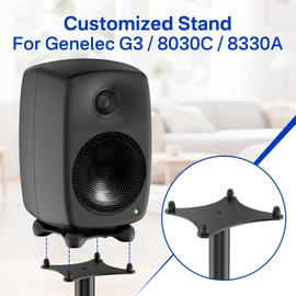 Height Adjustable Speaker Stands Pair for Genelec G Three 8030C 8330A Speaker Stand Wr Cable Management - Heavy Duty Floor Speaker Stand for Genelec Studio Monitor Stands Up to 30 Lbs