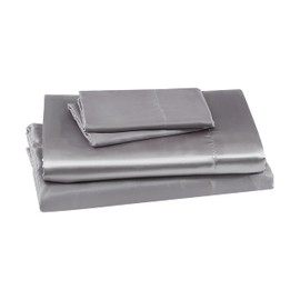 Beatrice Home Fashions 100% Luxury Satin Polyester Sheet Set, Full, Silver