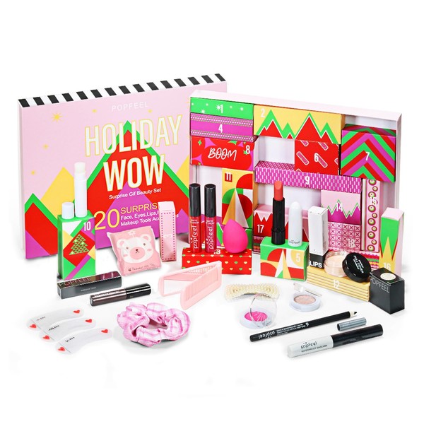 20 Pieces All in One Makeup Set, Makeup Beauty Advent Calendar, Makeup Gift Boxes, Cosmetic Calendar Gift Box, All in One Make Up Gift Set Kit for Teenagers Girls Women