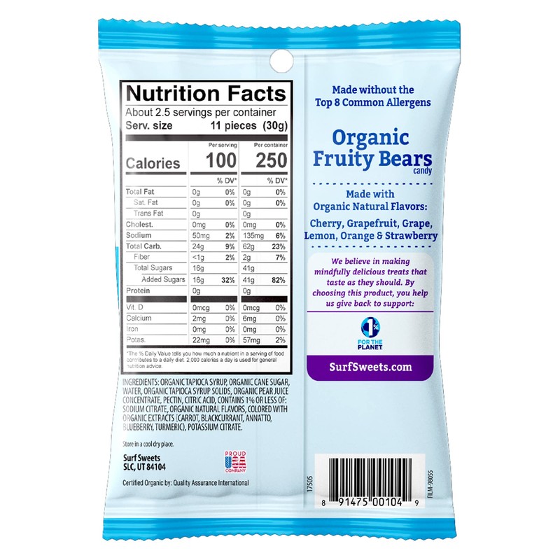 Surf Sweets Organic Fruity Bears, Non GMO Project Verified, Gluten