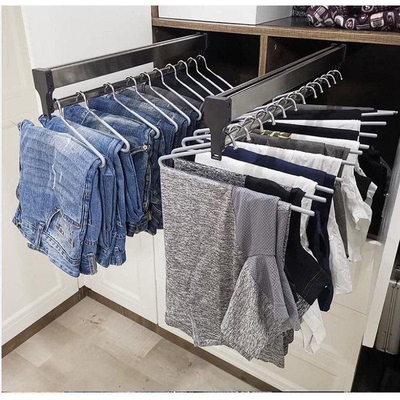 Closet Clothes Hanger Rail,Pull-Out Closet Rod 30-60cm,Wardrobe Clothing Rail,Closet Organizer