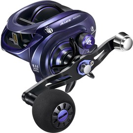 Piscifun Alijoz 400 Baitcaster Fishing Reel, 35Lbs Max Drag Aluminum Alloy Frame Baitcasting Reel, 8.1:1 Gear Ratio Freshwater and Saltwater Low Profile Casting Reel for Musky, Blue-Violet Left Handle