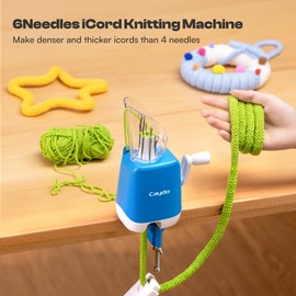Caydo French Knitting Machine F1 Lite 6Needles, High Efficiency Manual iCord Maker Tool for DIY Projects, Portable Thicker i-Cord Knitting Craft Tool, for Crochet Beginners & Enthusiasts