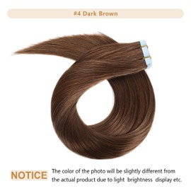 YILITE Tape-In Real Hair Extensions, Medium Brown, 60 cm, 20 Pieces/Pack, 50 g, Tape-In Extensions, Real Hair, Invisible Silky Straight, Skin Weft Tape Ins, Natural Extensions (60 cm, #4 Medium Brown)