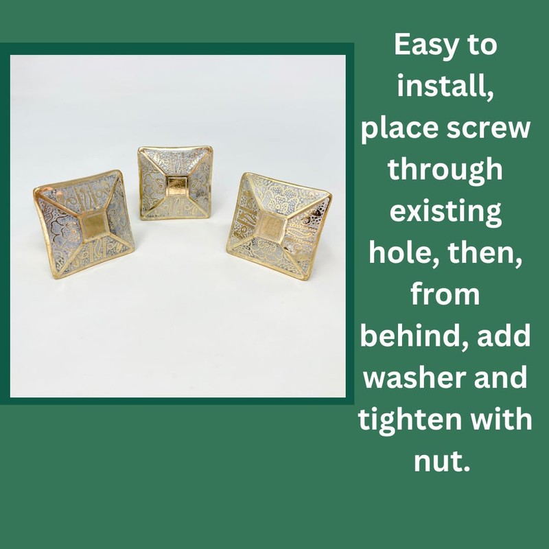 Brass Moroccan White Gold Square Drawer Knob Cupboard Pull Drawer
