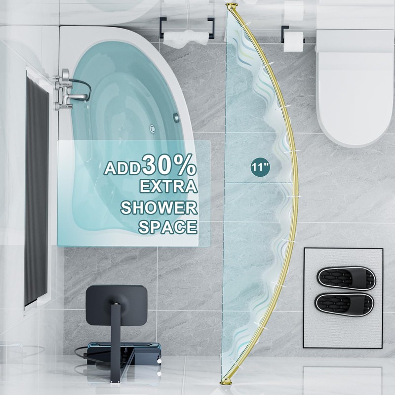 Chrsouly Curved Shower Rod, Adjustable 40-72 Inches Extra Wide Shower