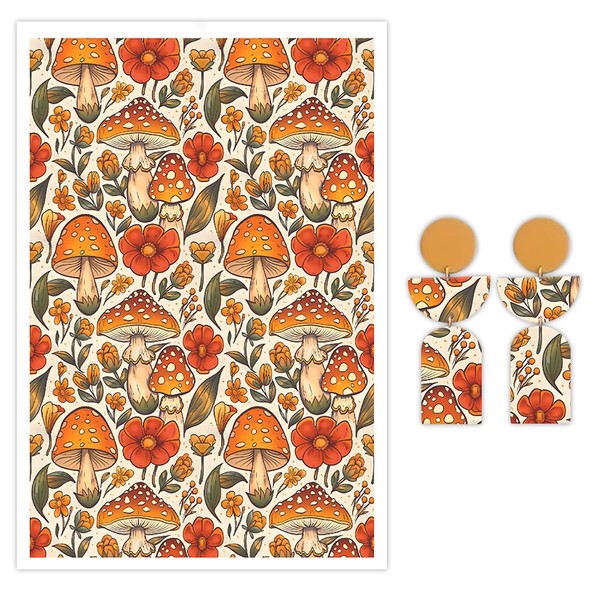 Mushroom Transfer Paper for Polymer Clay, 10 Pcs Water Transfer