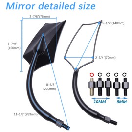 JMTBNO Universal 8MM 10MM Motorcycle Mirrors Rear View Black Compatible with Street Bike Sports Bike Chopper Cruiser Touring