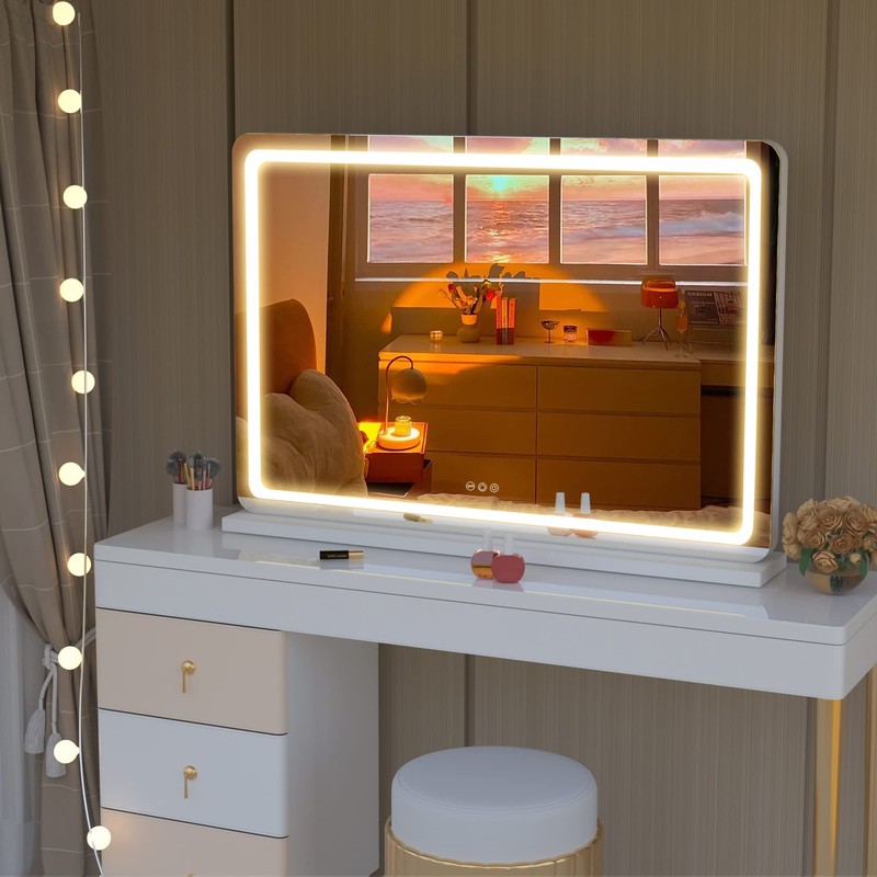 Hasipu Vanity Mirror with Lights, 28" x 20" LED Makeup