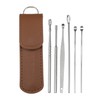 VOCOSTE 耳掃除道具セット ステンレス鋼 イヤークリーナー イヤーケアセット フェイクレザーパッケージ付き ブラウン 6個
