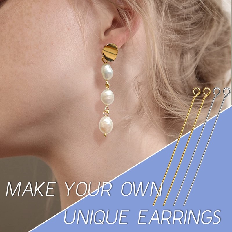 TOAOB 200pcs Open Eye Pins Brass Gold Tone and Silver