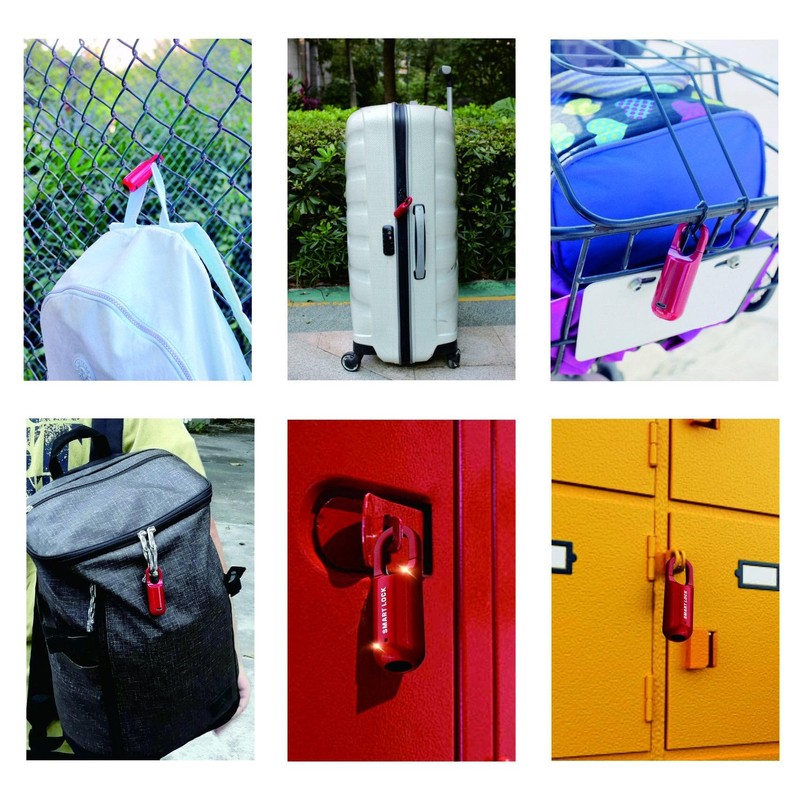 Smart Fingerprint Padlock Biometric Red for Luggage Suitcase Locker Waterproof
