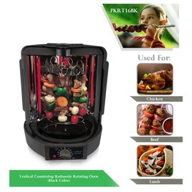 NutriChef Vertical Countertop Rotisserie Oven Roaster, Rotating Shawarma And Kebab Machine with Skewer and Rack, Basket Tower, Roasting Rack, Poultry Tower, Drip Tray, For Meat Chicken Turkey Lamb