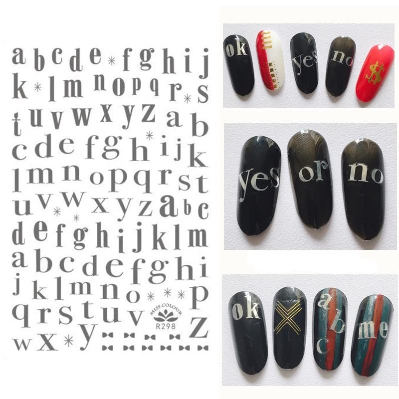 LANODO 8 Pcs Nail Stickers Alphabet 3D English Arabic Numerals
