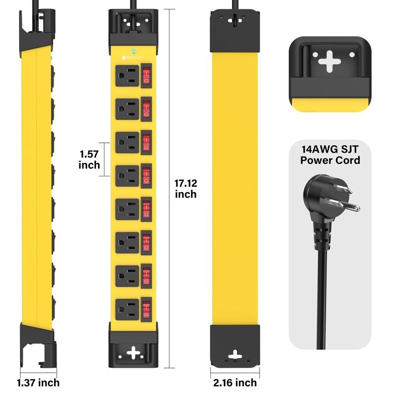 Power Strip with Individual Switches - 8 Outlet Heavy Duty