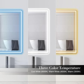 GatherWay 24 Inch Round LED Bathroom Mirror with Lights - Modern Frameless Wall Vanity Mirror with Stepless Dimming, Front+Backlight, Anti-Fog & Memory Function Smart Circle Mirror