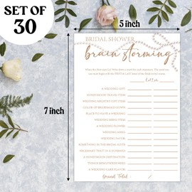 Lesixur Bridal Shower Games 30 Guests - Brainstorming Games - Pearl Couples Engagement Party Bridal Party Wedding Shower Game (5 * 7 Inches Card)- 09