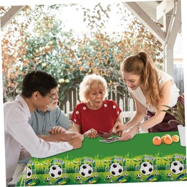 ULTECHNOVO Wear Resistant Soccer Print Table Cover Decorative Tablecloth for Birthdays Parties and Events Reusable Football Pattern Dining Cloth