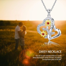 Bolelis 925-Sterling-Silver Sunshine Sunflower Necklace for Women You are My Sunshine Infinity Love Pendant Necklaces Mothers day Chrismas Jewelry Gifts for Women Grils Mom