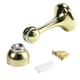 Rok Hardware Magnetic Door Stop Holder 3 Inches (Brass, 2 Pack)