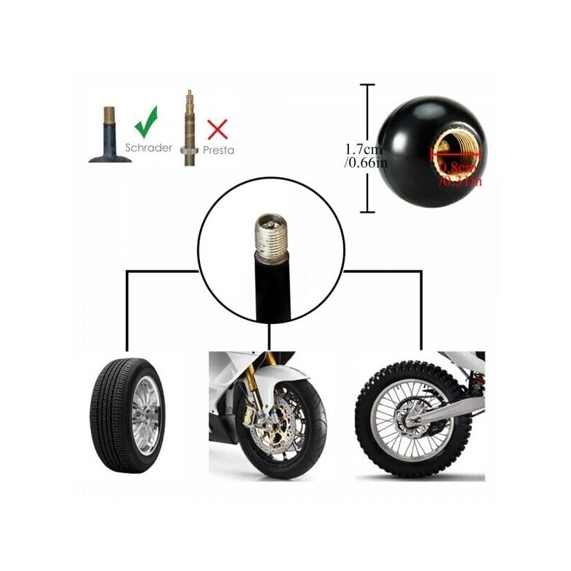 4 x Valve Caps Billiard 8 Ball Black Caps Car