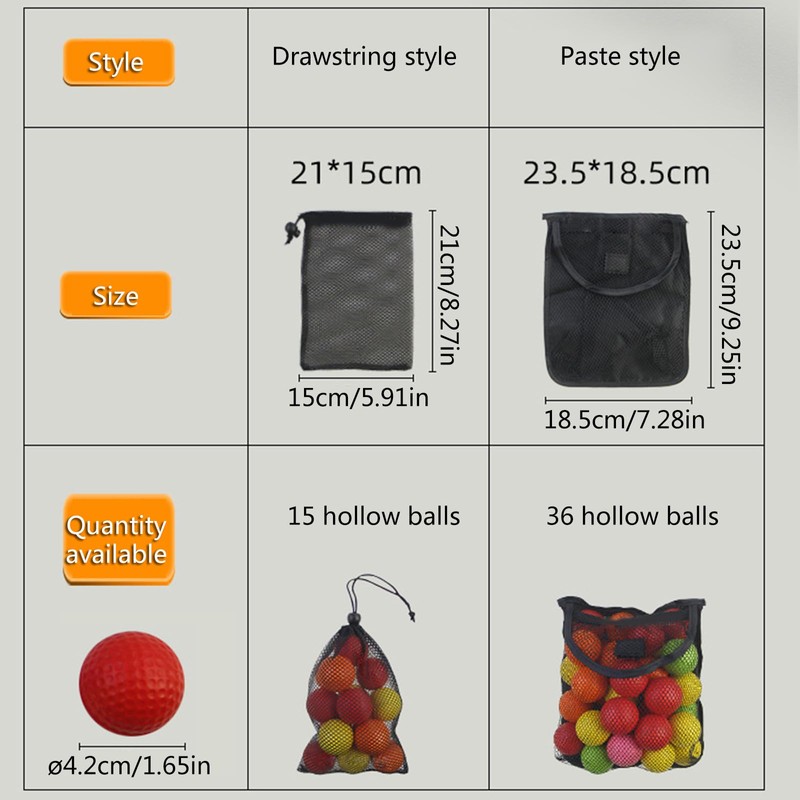 HOOLRZI Portable Golf Mesh Bag Golf Ball Drawstring Bag Large