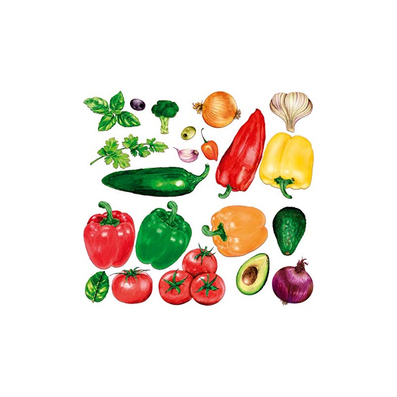 Sunnywall Wall Sticker Kitchen Enjoyment 21 Vegetables Watercolour Motifs