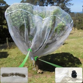 2 Pack 6x6 Ft Fruit Tree Netting, Bird Netting for Garden with 2 Zippers and Drawstring, Cicada Netting for Trees Plant Cover Protection Fruits Blueberry Citrus for Preventing Deer Squirrel