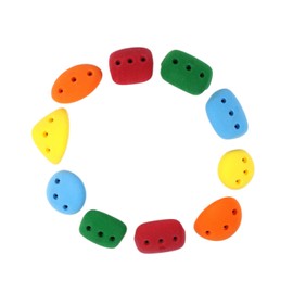 Atomik Rock Climbing Holds Set of 10 Medium Screw-On Basic Jugs in Assorted Bright Tones