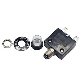 KUOYUH USA 17 Amp 98 Series Quick Connect Terminals Push-to-Reset Thermal Circuit Breaker with Transparent Waterproof Button Dust Cover (1-Pack)