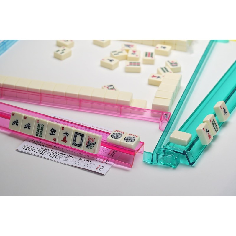 TRICLOOOVER Mahjong Tile Racks and Pushers with 4 Colors