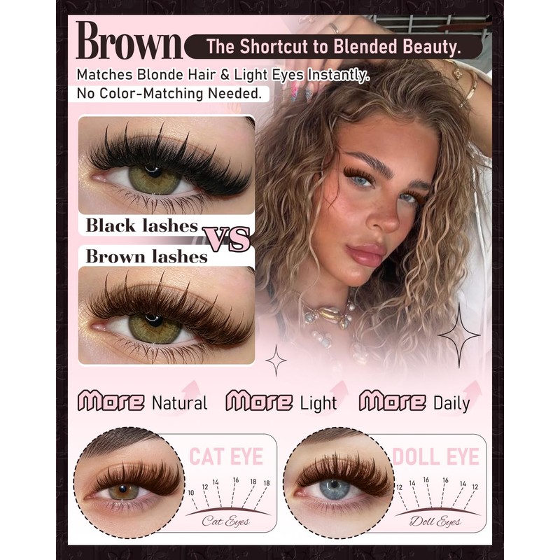 Brown Lash Clusters Kit 50D & Spikes Dark Brown Eyelash