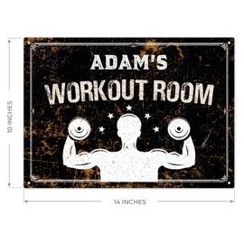 Sigo Signs, Custom Workout Sign, Wall Decor Gym Sign For Man, Home, Fitness and Exercise Space Indoor/Outdoor Christmas Gift Sign, 14x10 Inches, ACM, Fade Resistant, Made in USA
