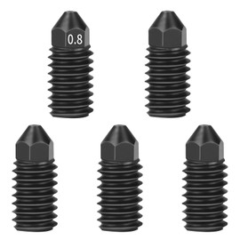 Wjelet 5 pieces 0.8 mm stainless steel nozzles, A1/A1 mini nozzle, hardened steel nozzle, p1s for Bambulab A1/A1 Mini, thread hardened nozzles for Kobra 3, stainless steel nozzles, high flow