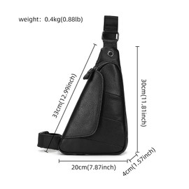LUUFAN Vintage Echtleder Cheast Tasche Multi-Tasche Sling Bag Casual Umhängetasche für Männer Casual Crossbody Daypack Rucksack, schwarz