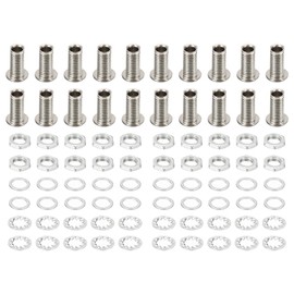 PATIKIL M8x15mm Round Head Hollow Screw Bolts, 4 in 1 / 80Pieces Through Hole Bolt Chandelier Fasteners with Hex Nut and Gasket