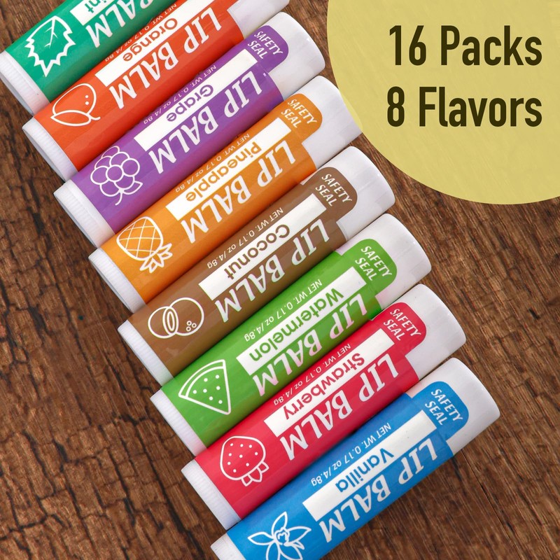 YesBes 16 Pack Lip Balm, Natural Lip Balm Bulk with