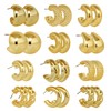 Chunky Gold Hoop Earrings for Women Trendy Chunky Chain Twisted