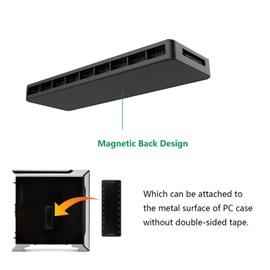 ARGB PWM Fan Hub,1 to 9 Multi Way Magnetic backplane Splitter,Addressable 5V-3PIN ARGB 12V 4PIN PWM 2-in-1 RGB Case Fan Hub with Controller and SATA Power Input