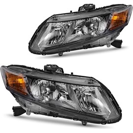 DWVO Headlight Assembly Compatible with 2012 2013 2014 2015 civic (Sedan 4-Door Model) / 12-13 Civic (Coupe 2-Door Model) Black Housing