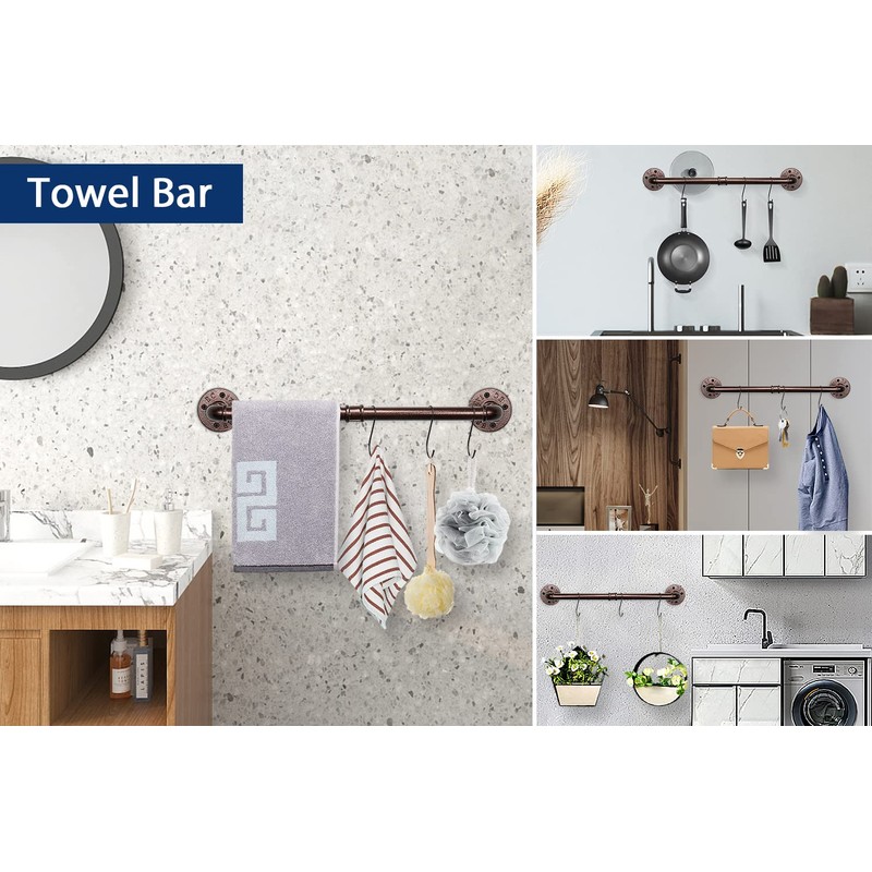 NearMoon 5-Pieces Industrial Pipe Bathroom Hardware Set, Include 18 Inch