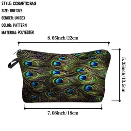 Livel lhood Peacock Feather Cosmetic Bag for Women Cute Makeup Bag for Purse Travel Toiletry Storage Zipper Pouch for Girls Women Families Friends Sisters Gifts Makeup Bag for Her