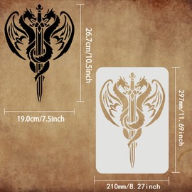 FINGERINSPIRE Dragon Plastic Stencil - 11.7x8.3 inch DIY Dragon Wing Pattern Reusable Stencil Templates for Wood, Floor, Wall