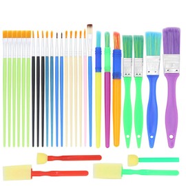 30 Pcs Brush Set Sponge Brush Head Doodle Painting Set for Kids Watercolor Painting DIY Arts and Crafts