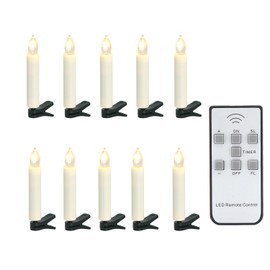 10 PCS Flameless LED Taper Candles Battery Operated Christmas Tree Candle Lights，Clip on Electric Fake Candles with Remote Timer for Holiday Home Garden Wedding Parties Birthday Decor