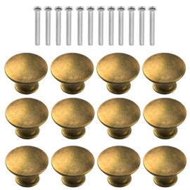 Anhoer 12PCS Kitchen Cupboard Knobs 30MM Kitchen Door Knobs Mushroom Vintage Drawer Knobs Brass Round Pull Handles Drawer Handles Cupboard Handles Chrome Knobs for Furniture Wardrobes Bathroom