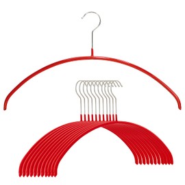 Mawa by Reston Lloyd Euro Series Non-Slip Space Saving Clothes Hanger for Shirts & Dresses, Style 40/P, Set of 12, Red
